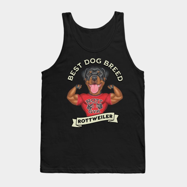 Muscular Rottweiler Best Dog Breed Tank Top by Danny Gordon Art
